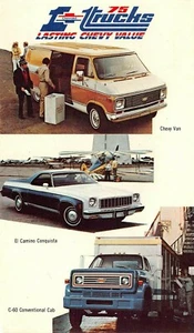 1975 Chevrolet Trucks Van, El Camino, C-60 Cab Vintage Händler Werbung Postkarte - Bild 1 von 2