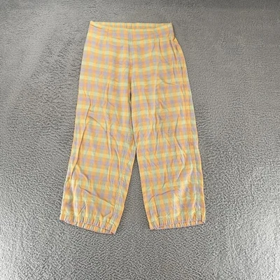 Billabong Pants Womens Medium Pastel Plaid Cropped Gingham Wide Leg Beachy - Image 1 of 4