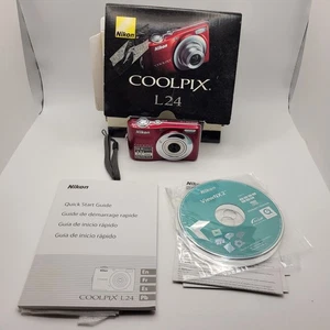 Cámara digital Nikon Coolpix L24 roja LEER POR FAVOR para piezas o reparación - Imagen 1 de 4