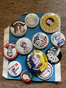 Vtg lot ABBOTT Repro 1968 Button Pin Political Campaign ~ FDR Stevenson Wilson - Picture 1 of 2