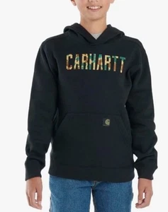 Carhartt Kid's Long-Sleeve Camo Logo Sweatshirt Boys X Large (18-20) Black - Picture 1 of 9
