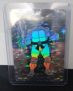 1991 Surge Teenage Mutant Ninja Turtles TMNT carta ologramma Michelangelo - Foto 1 di 3