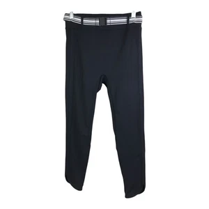 Solid & Striped Sport Leggings Womens S/P Black Striped Belt Angled Hem Stretch - Picture 1 of 7