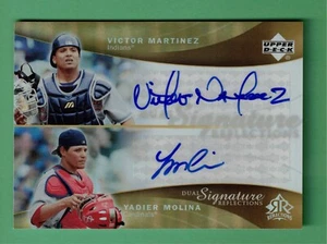 2005 UPPER DECK REFLECTIONS VICTOR MARTINEZ YADIER MOLINA DUAL SIGNATURE AUTO - Picture 1 of 2