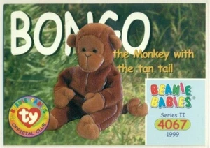 BEANIE BABIES TRADING CARD - SERIES 2 - BONGO THE MONKEY WITH THE TAN TAIL #4067 - Picture 1 of 2