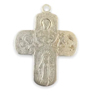 Vintage Sterling Silber Katholischer Heiliger Kreuz Anhänger - Bild 1 von 4