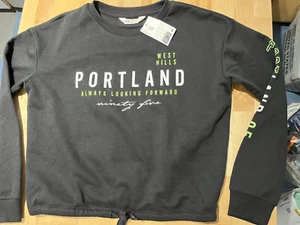 H&M Portland Always Looking Forward Graphics BLACK Crop Sweatshirt Youth 12/14 - Picture 1 of 10