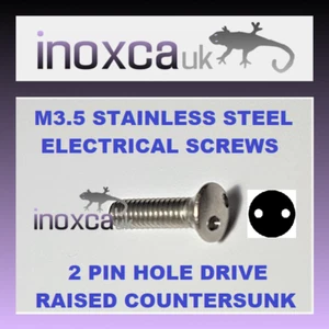 M3.5 STAINLESS STEEL RAISED COUNTERSUNK CSK A2 304 TWO PIN 2-HOLE DRIVE SCREWS - Picture 1 of 4