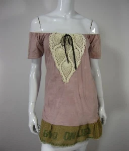 SMD GREEN NWT Short Sleeve SCOOP Neck Blouse Top M Medium Pink Off Shoulder - Bild 1 von 10