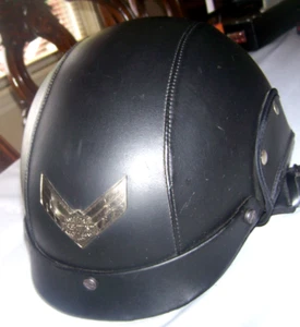 Harley-Davidson Half Helmet Size Large Leather -V- Bar & Shield Rivets - Bild 1 von 11