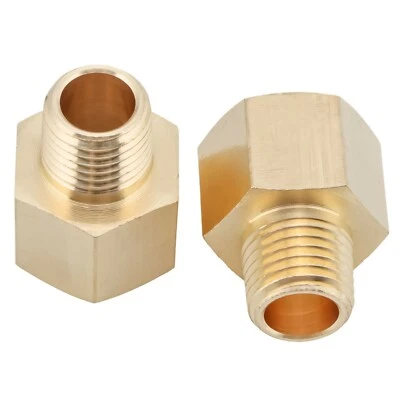 U.S. Solid 2pcs Brass Pipe Fitting Adapter, MNPT 1/4" x FNPT 3/8"