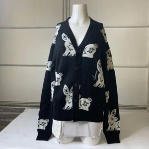 Cardigan AMIRI Rabbit Repeat da uomo taglia XL nero/bianco - Foto 1 di 6