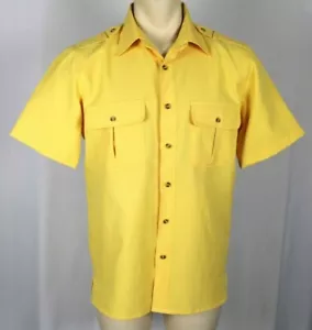 Vintage John Blair Hemd Leinenoptik strukturiert Camp Freizeit gelb S/S Gr. Medium - Bild 1 von 4