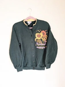 Vintage Sunflower Grandma Cardigan Womens Sweater Medium Morning Sun Cottage - Picture 1 of 10