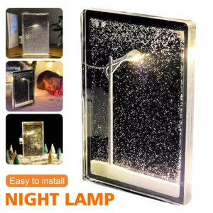 Snowy Night Flowing Night Light Snow Scenery Street Lamp Handmade DIY Xmas Gift - Picture 1 of 19
