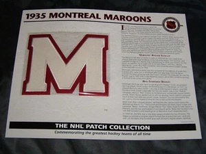1935 MONTREAL MAROONS TEAM PATCH The NHL PATCH COLLECTION by WILLABE & WARD - Picture 1 of 1