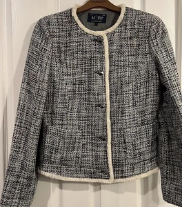 Armani Jeans Damen Wollmix Blazer blau cremefarben neu Größe 46 Langarm echt - Bild 1 von 14