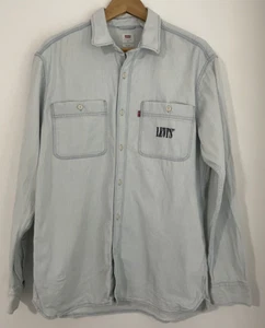 Levi’s Levi Strauss mens Shirt Long Sleeve Button logo pocket light Blue Denim M - Picture 1 of 10