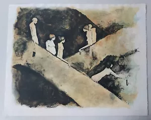 Impresión artística firmada por Michele Mainoli desnudos descendiendo una escalera mecánica o escalera mecánica 18x22 - Imagen 1 de 12