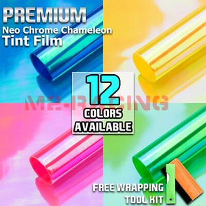 *Extra Wide* Neo Chrome Chameleon Headlight Taillight Fog Light Vinyl Tint Film - Picture 1 of 47