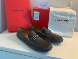 AUTÉNTICOS MOCASINES SALVATORE FERRAGAMO GRAZIOSO GRIS PARA HOMBRE TALLA 10E NUEVOS - Imagen 1 de 9