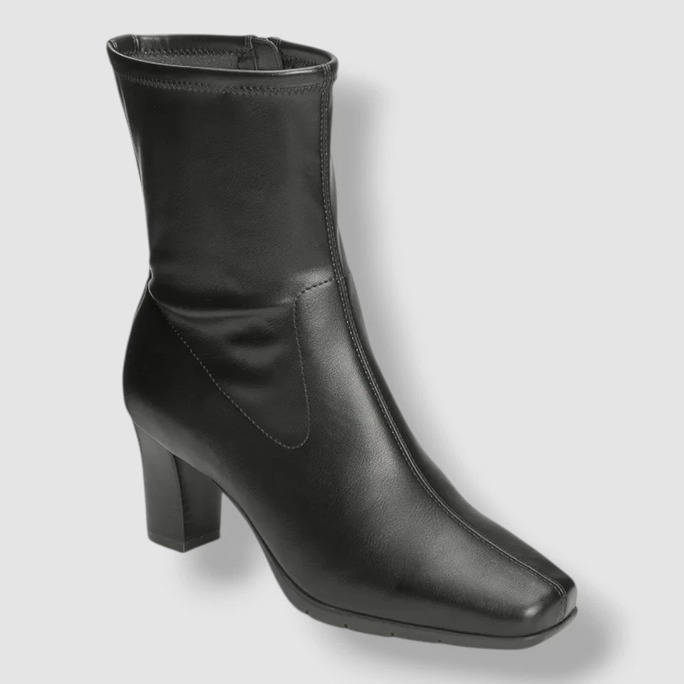 Aerosoles Women's Black Cinnamon Heeled Tailored Booties Shoes Size 9