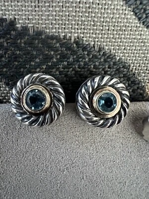 Aretes David Yurman Topacio Galleta en Plata de Ley 925, Oro 585 Foto 1 de 4