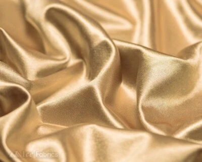Champagne 4 Way Stretch Silky Satin Fabric By Yard Thick Satin - Image 1 of 4