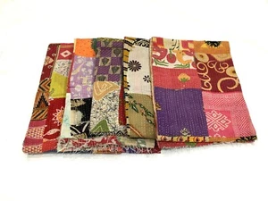 Pure Cotton Wholesale lot Vintage Kantha Quilt Patch Work Design Twin Size Quilt - Picture 1 of 11