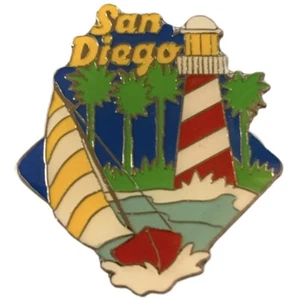 San Diego Lighthouse Sailboat Scenic Travel Souvenir Pin - Picture 1 of 2