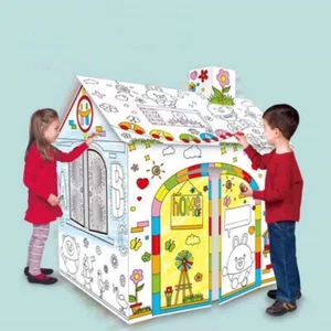 DIY Large Cardboard Coloring Creative Crafts Play House Kids Educational Toys - Picture 1 of 7