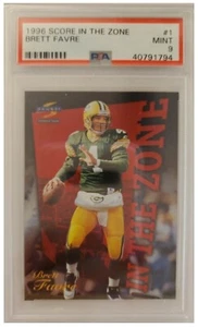 1996 Score Brett Favre IN THE ZONE card #1 graded PSA 9 card POP 7 - Picture 1 of 2