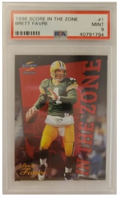 Tarjeta 1996 Score Brett Favre IN THE ZONE #1 clasificación PSA 9 tarjetas POP 7 Foto 1 de 2