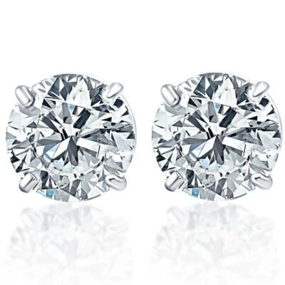 Aretes de diamantes naturales de corte redondo de 1/4 quilate en oro blanco o amarillo de 14 k Foto 1 de 4