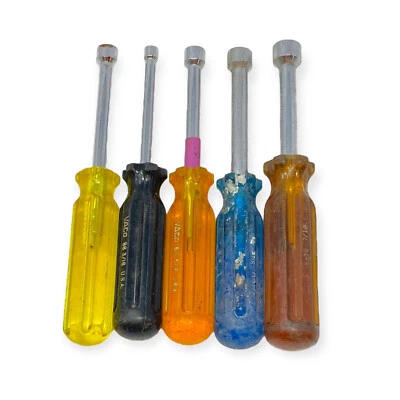 Juego de destornilladores de tuercas Vaco S6 3/16, S10 5/16, S14 7/16, 5 piezas, hecho en EE. UU. Foto 1 de 4