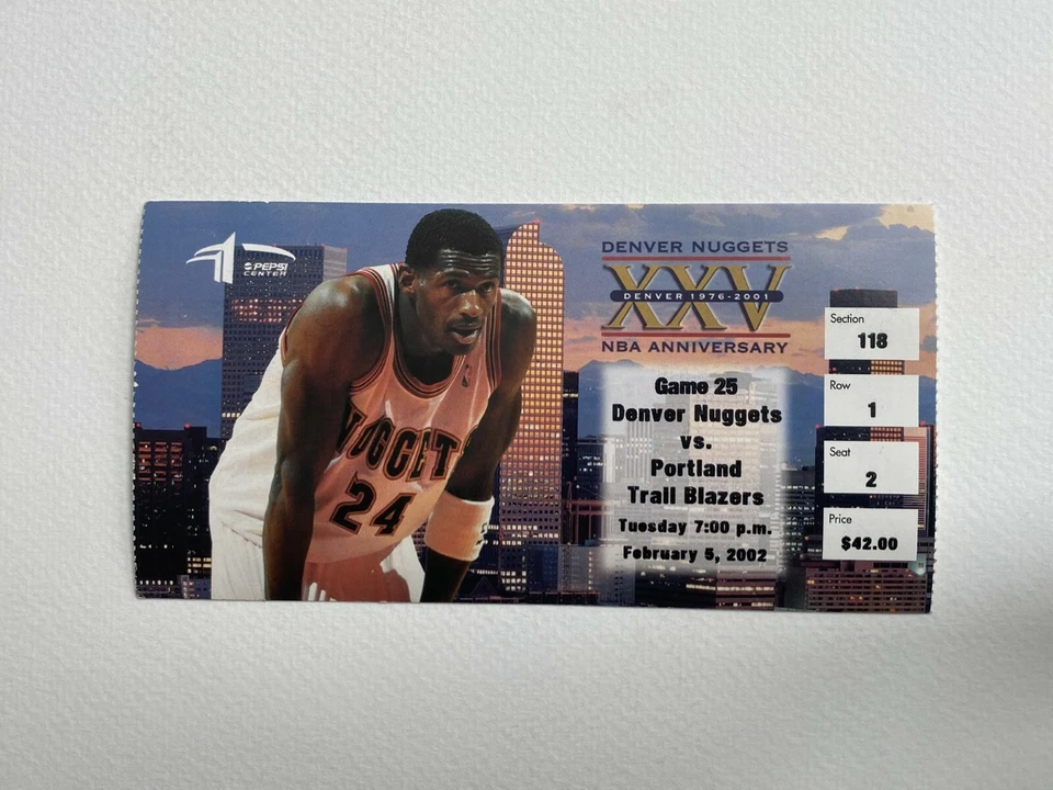 2002 Portland Trail Blazers at Denver Nuggets Ticket 2/5/02 Scottie Pippen - Image 1 of 1