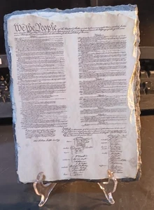 Constitution of the United States of America on a SLATE Plaque 6" x 8" - Vintage - Picture 1 of 9