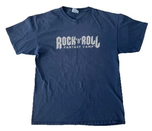 Rock ‘n’ Roll Fantasy Camp Live The Dream Double Sided Hanes Navy T-Shirt Men L - Picture 1 of 5
