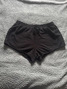 Victorias Secret PINK XL Black Ivy Fleece Curved Hem Retro Fit Shorts - Picture 1 of 4
