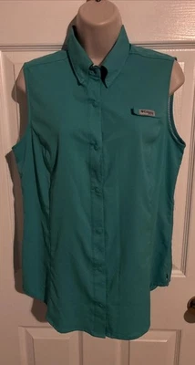 Columbia Tamiami Green Woman’s Sleeveless Fishing Shirt UPF 40+ Size M - Image 1 of 3