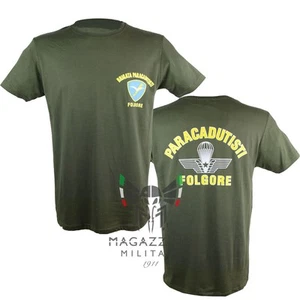 Maglietta T-shirt Paracadutisti Folgore militare Verde - Picture 1 of 6