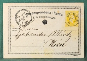 POLEN ÖSTERREICH UNGARN Briefkarte 1873 DUKLA nach WIEN (Y138) - Bild 1 von 2