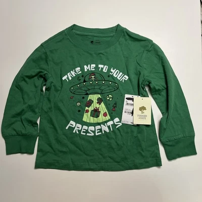 Camisa Tucker & Tate Green Holiday Take Me To Your Presents Alien Christmas NUEVA CON ETIQUETAS 3 Foto 1 de 3