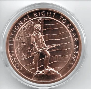 2nd Amendment Constitutional Right To Bear Arms 1 oz. Coin Copper .999 W/Case - Picture 1 of 2