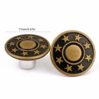 20 Metallknöpfe 17mm rund bronzefarben Knöpfe Stift 8mm Jeansknöpfe, Sternmuster - Bild 1 von 4