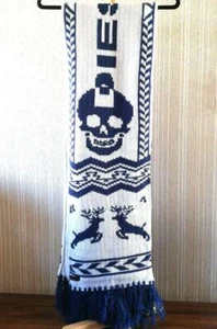 Diesel Men scarf Muffler Stole Navy Blue Skull Casual Chic Warm Fashion Used LTD - Picture 1 of 8