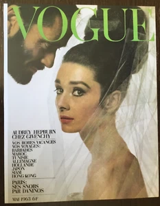 1963 AUDREY HEPBURN : PARIS VOGUE COVER PAGE/POSTER *(Approx Size = 11”x 8.5”)* - Picture 1 of 13