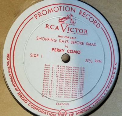 33RPM 10" RCA Victor Perry Como NO JACKET!! - Shopping Days Before Xmas, clean V - Image 1 of 4