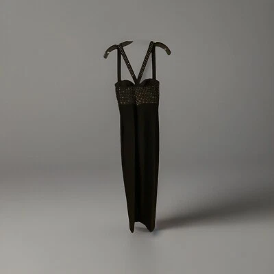 Marciano Black Gown With Silver Stud Detailing. Has A Slit On The Back  - Image 1 of 2