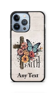 Personalisierte christliche Handyhülle Glaube Schmetterliches Kreuz Blumen für iPhone Samsung - Bild 1 von 11